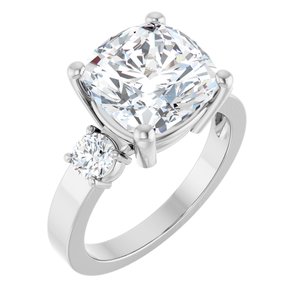 Platinum 10x10 mm Cushion Ring Mounting