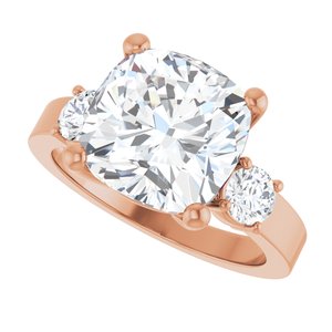 10K Rose Gold 10x10 mm Cushion Ring Mounting – image 8