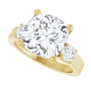 18K Yellow Gold 10x10 mm Cushion Ring Mounting – image 8