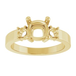 10K Yellow Gold 6.5x6.5 mm Cushion Ring Mounting – image 6