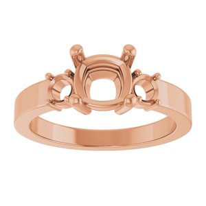 14K Rose Gold 6.5x6.5 mm Cushion Ring Mounting – image 6