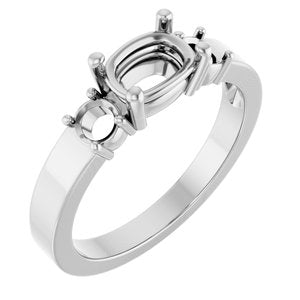 Platinum 7x5 mm Elongated Cushion Ring Mounting – image 2