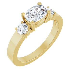 10K Yellow Gold 7x5 mm Elongated Cushion Ring Mounting