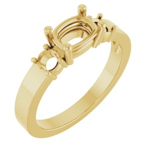 14K Yellow Gold 7x5 mm Elongated Cushion Ring Mounting – image 2