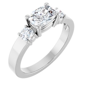 14K White Gold 7x5 mm Elongated Cushion Ring Mounting