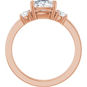 14K Rose Gold 7x5 mm Elongated Cushion Ring Mounting – image 3