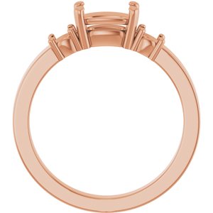 14K Rose Gold 7x5 mm Elongated Cushion Ring Mounting – image 4