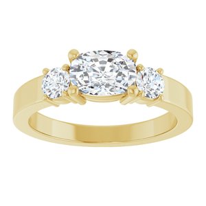 14K Yellow Gold 7x5 mm Elongated Cushion Ring Mounting – image 5