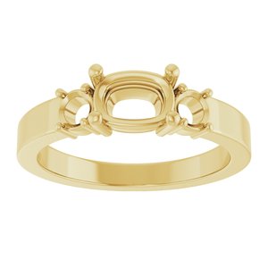 10K Yellow Gold 7x5 mm Elongated Cushion Ring Mounting – image 6