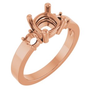 10K Rose Gold 6.5x6.5 mm Cushion Ring Mounting – image 2
