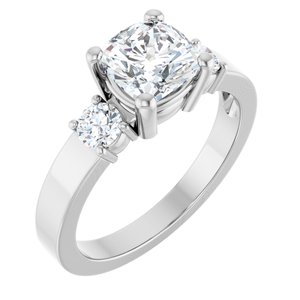 Sterling Silver 6.5x6.5 mm Cushion Ring Mounting
