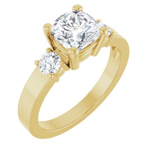 10K Yellow Gold 6.5x6.5 mm Cushion Ring Mounting