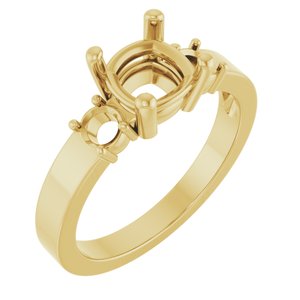 10K Yellow Gold 6.5x6.5 mm Cushion Ring Mounting – image 2