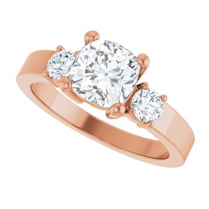 10K Rose Gold 6.5x6.5 mm Cushion Ring Mounting – image 8