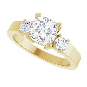 14K Yellow Gold 6.5x6.5 mm Cushion Ring Mounting – image 8