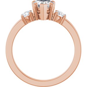 18K Rose Gold 6x6 mm Heart Ring Mounting – image 3