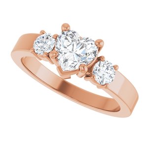 10K Rose Gold 6x6 mm Heart Ring Mounting – image 8