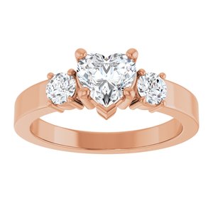 10K Rose Gold 6x6 mm Heart Ring Mounting – image 5