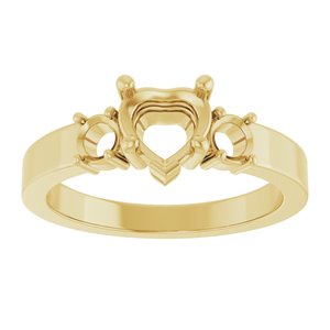 14K Yellow Gold 6x6 mm Heart Ring Mounting – image 6