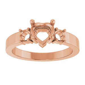 18K Rose Gold 6x6 mm Heart Ring Mounting – image 6