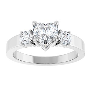 14K X1 White Gold 6x6 mm Heart Ring Mounting – image 5
