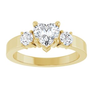 14K Yellow Gold 6x6 mm Heart Ring Mounting – image 5