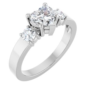 14K X1 White Gold 6x6 mm Heart Ring Mounting