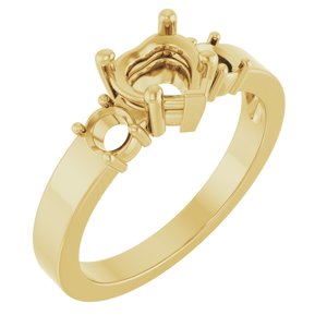 10K Yellow Gold 6x6 mm Heart Ring Mounting – image 2