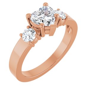 14K Rose Gold 6x6 mm Heart Ring Mounting