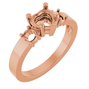 18K Rose Gold 6x6 mm Heart Ring Mounting – image 2