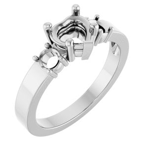 Sterling Silver 6x6 mm Heart Ring Mounting – image 2