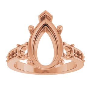 14K Rose Gold 14x9 mm Pear Ring Mounting – image 6
