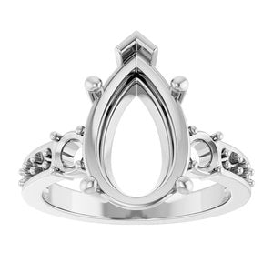 Sterling Silver 14x9 mm Pear Ring Mounting – image 6