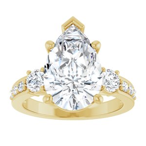 18K Yellow Gold 14x9 mm Pear Ring Mounting – image 5