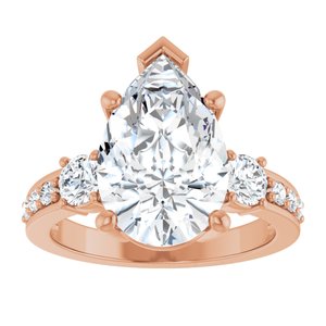 18K Rose Gold 14x9 mm Pear Ring Mounting – image 5