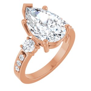 18K Rose Gold 14x9 mm Pear Ring Mounting