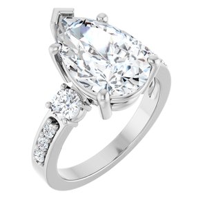 18K White Gold 14x9 mm Pear Ring Mounting