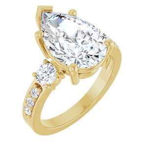 10K Yellow Gold 14x9 mm Pear Ring Mounting