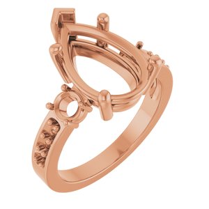 18K Rose Gold 14x9 mm Pear Ring Mounting – image 2