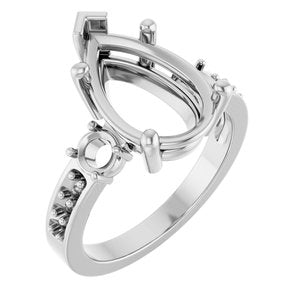 Continuum Sterling Silver 14x9 mm Pear Ring Mounting – image 2
