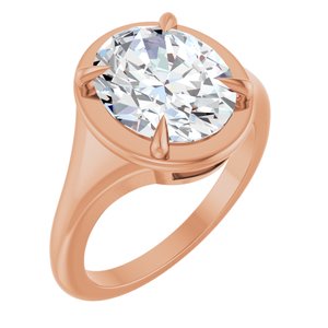 10K Rose Gold 11x9 mm Oval Ring Mounting