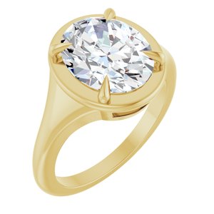 10K Yellow Gold 11x9 mm Oval Ring Mounting
