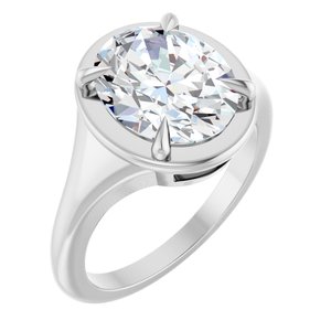 18K White Gold 11x9 mm Oval Ring Mounting