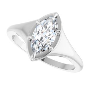 14K White Gold 10x5 mm Marquise Ring Mounting – image 8