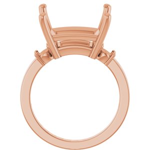 18K Rose Gold 12x12 mm Square Ring Mounting – image 4