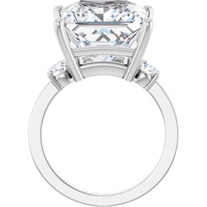 14K X1 White Gold 12x12 mm Square Ring Mounting – image 3
