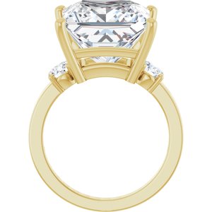 14K Yellow Gold 12x12 mm Square Ring Mounting – image 3