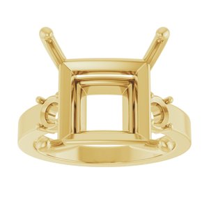 10K Yellow Gold 12x12 mm Square Ring Mounting – image 6