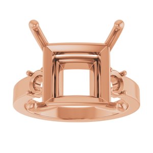 10K Rose Gold 12x12 mm Square Ring Mounting – image 6