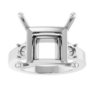 18K White Gold 12x12 mm Square Ring Mounting – image 6